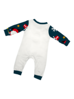 Funny Father Christmas clinging to his moon, family Christmas pyjamas