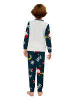 Funny Father Christmas clinging to his moon, family Christmas pyjamas