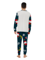 Funny Father Christmas clinging to his moon, family Christmas pyjamas