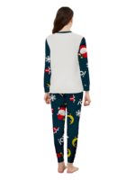 Funny Father Christmas clinging to his moon, family Christmas pyjamas