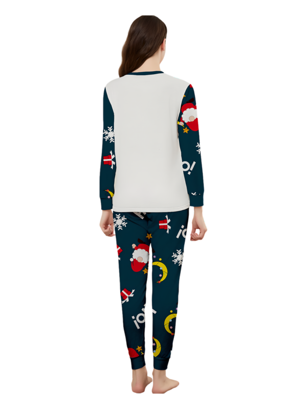 Funny Father Christmas clinging to his moon, family Christmas pyjamas