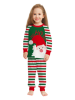 Green and red striped family, couples pyjamas with Santa's head