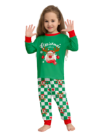Green check Christmas pyjamas of a reindeer decorated with baubles