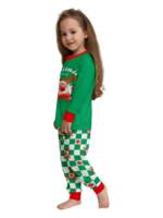 Green check Christmas pyjamas of a reindeer decorated with baubles