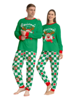 Green check Christmas pyjamas of a reindeer decorated with baubles