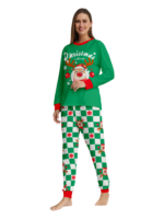 Green check Christmas pyjamas of a reindeer decorated with baubles