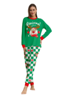Green check Christmas pyjamas of a reindeer decorated with baubles