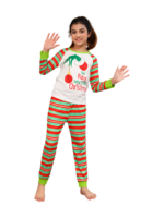Grinchmas pyjamas for the whole family, red, green striped