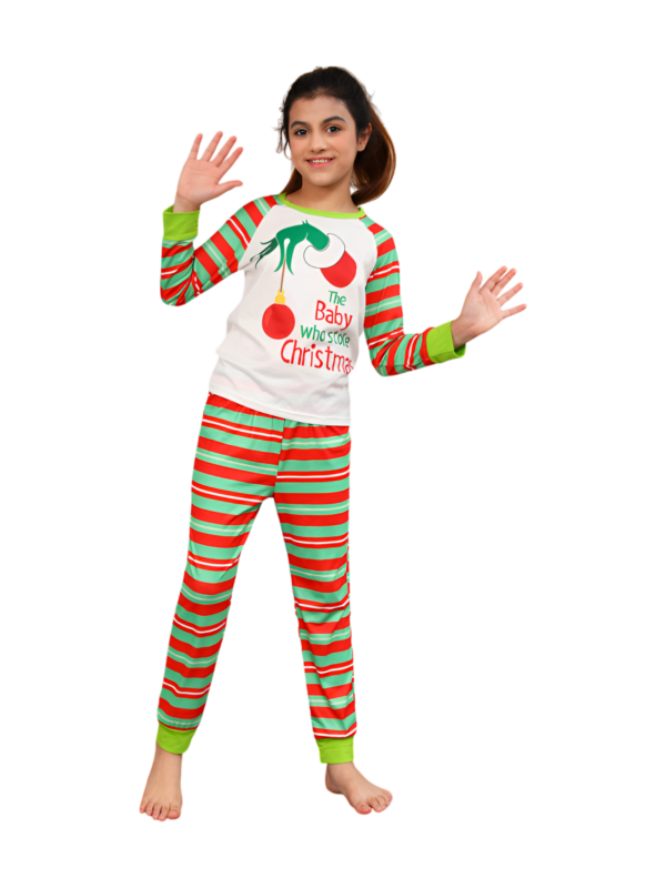 Grinchmas pyjamas for the whole family, red, green striped