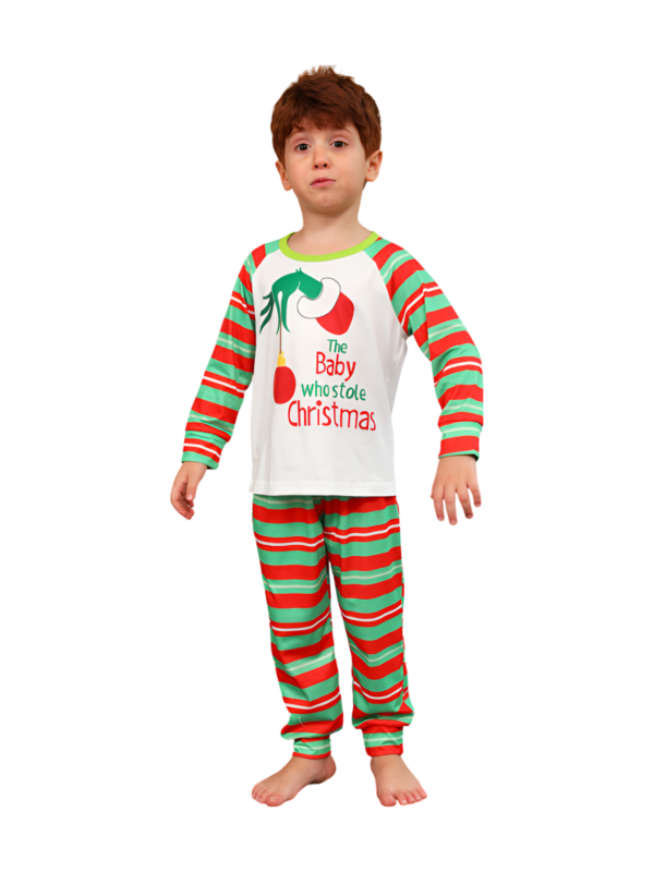 Grinchmas pyjamas for the whole family, red, green striped