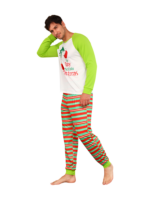 Grinchmas pyjamas for the whole family, red, green striped