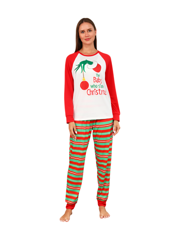 Grinchmas pyjamas for the whole family, red, green striped