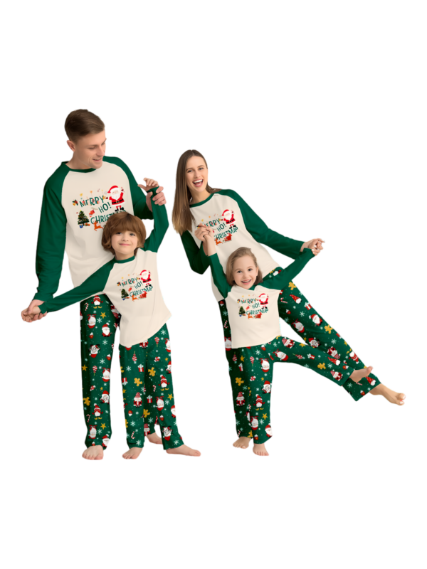 Original starry green Christmas pyjamas with Christmas and Santa motifs