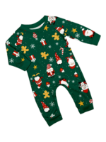 Original starry green Christmas pyjamas with Christmas and Santa motifs