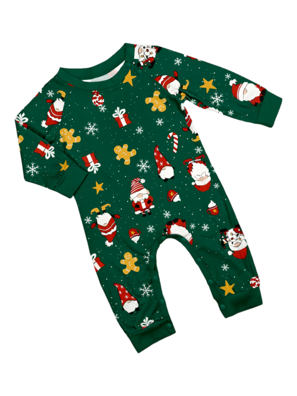 Original starry green Christmas pyjamas with Christmas and Santa motifs
