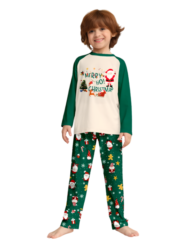Original starry green Christmas pyjamas with Christmas and Santa motifs