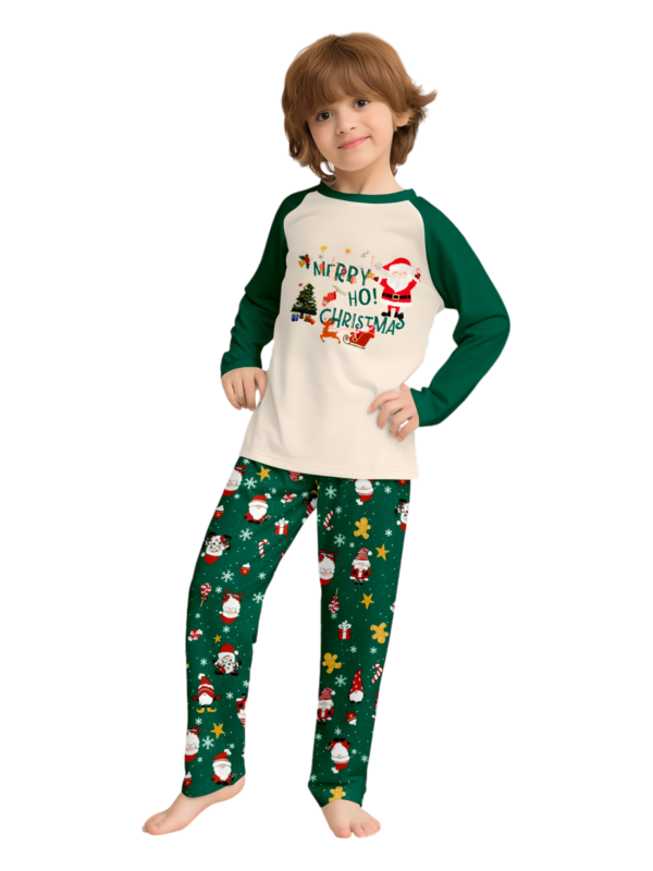 Original starry green Christmas pyjamas with Christmas and Santa motifs