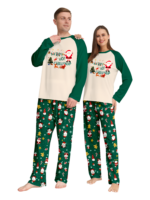 Original starry green Christmas pyjamas with Christmas and Santa motifs