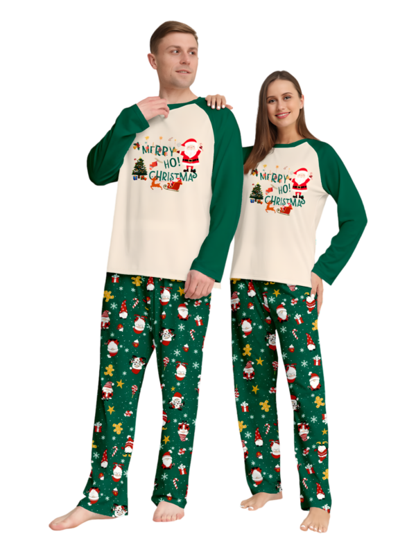 Original starry green Christmas pyjamas with Christmas and Santa motifs