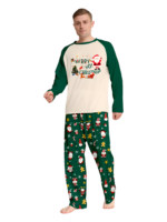 Original starry green Christmas pyjamas with Christmas and Santa motifs