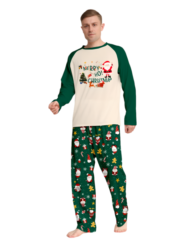 Original starry green Christmas pyjamas with Christmas and Santa motifs