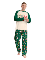 Original starry green Christmas pyjamas with Christmas and Santa motifs