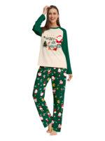 Original starry green Christmas pyjamas with Christmas and Santa motifs
