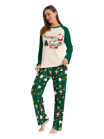 Original starry green Christmas pyjamas with Christmas and Santa motifs