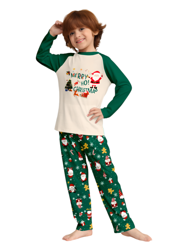 Original starry green Christmas pyjamas with Christmas and Santa motifs
