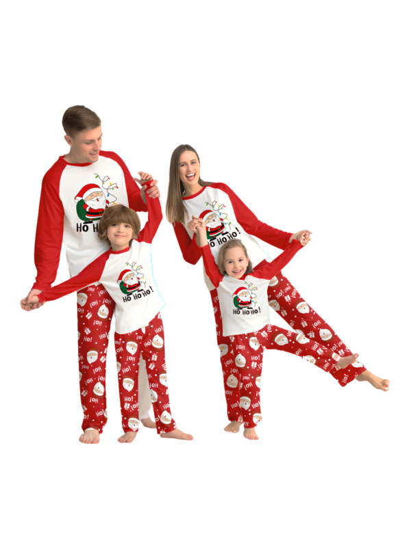 Santa carrying a full Christmas bag, red pyjamas for all the family