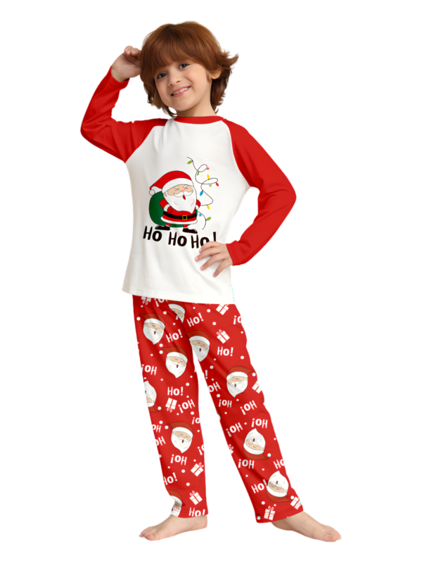 Santa carrying a full Christmas bag, red pyjamas for all the family