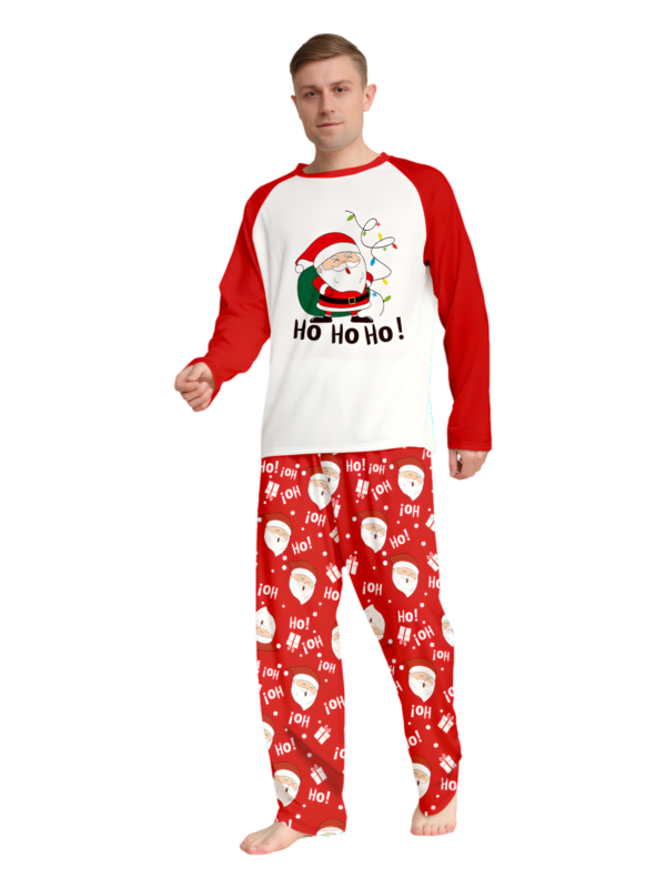 Santa carrying a full Christmas bag, red pyjamas for all the family
