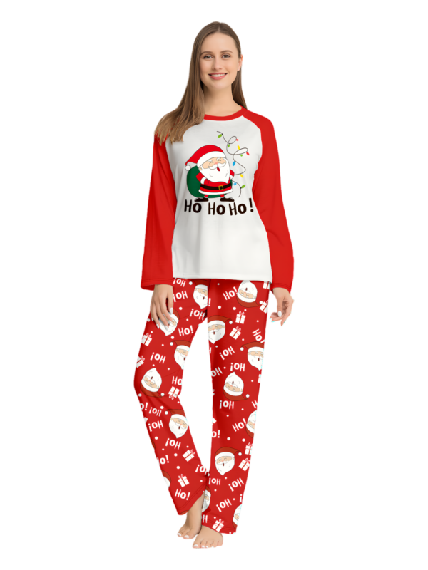 Santa carrying a full Christmas bag, red pyjamas for all the family