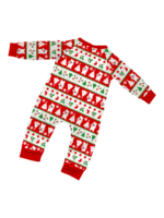 Smiling reindeer and his polar bear friend, dressed for winter matching family pyjama