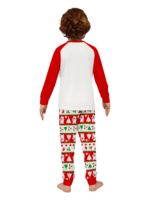 Smiling reindeer and his polar bear friend, dressed for winter matching family pyjama