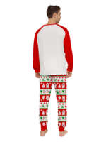 Smiling reindeer and his polar bear friend, dressed for winter matching family pyjama