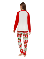 Smiling reindeer and his polar bear friend, dressed for winter matching family pyjama