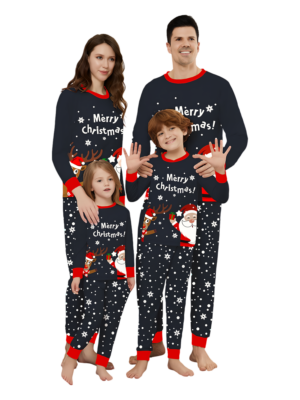 Snowy pyjamas, Father Christmas giving a present to his little reindeer