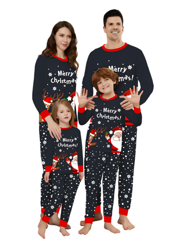 Snowy pyjamas, Father Christmas giving a present to his little reindeer