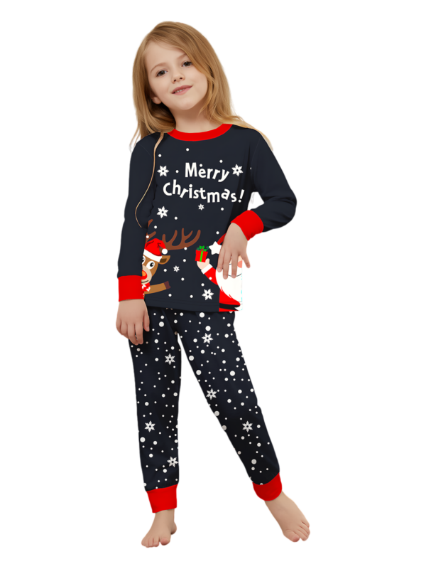 Snowy pyjamas, Father Christmas giving a present to his little reindeer