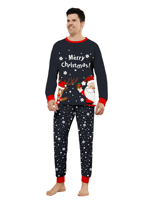 Snowy pyjamas, Father Christmas giving a present to his little reindeer