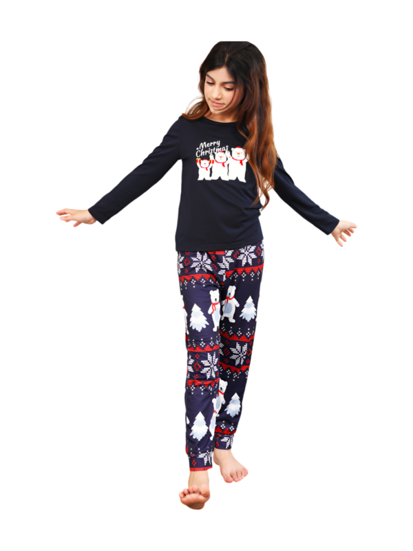 The 3 white bears of Christmas, blue family pyjamas