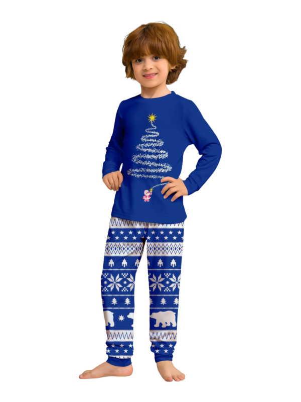 Pijama de Navidad a juego azul Árbol mágico estrellado