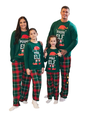 Pijama de Navidad Elf familia, pareja, cheque irlandés