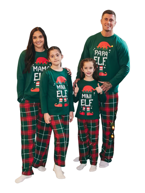Pijama de Navidad Elf familia, pareja, cheque irlandés