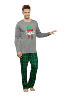 Elf Squad autentico pigiama natalizio di famiglia verde e grigio
