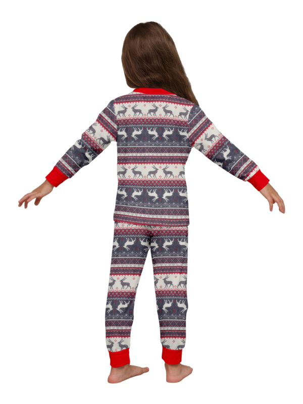 Pijama familiar y de pareja con estampado de rayas de reno pijama a juego gris y blanco