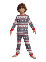 Pijama familiar y de pareja con estampado de rayas de reno pijama a juego gris y blanco
