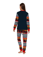 Pijama familiar de Navidad con rayas rojas y negras, motivos navideños