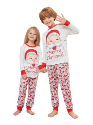 Family christmas pyjamas ghibli style father christmas motif for kids and adults matching santa pyjamas with merry christmas print